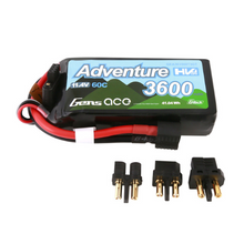 Gens Ace 3600mAh 3S1P 11.4V Adventure High Voltage G-Tech Lipo Battery With Deans And XT60 Adapter GEA363S60T3GT