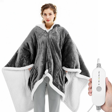 Manta térmica portátil con capucha: 5 niveles de calor, apagado automático en 3 horas, protección contra sobrecalentamiento, lavable a máquina, regalo perfecto para el invierno. 