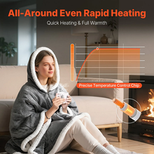Manta térmica portátil con capucha: 5 niveles de calor, apagado automático en 3 horas, protección contra sobrecalentamiento, lavable a máquina, regalo perfecto para el invierno. 