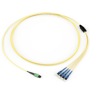 14" Meters EDGE8 MTP Harness Type B OS2 8F Interconnect Non-armored Indoor Plenum Cable MTP 8F Non-Pinned to LC UPC Uniboot 60" Legs HE87808GPH-NB014M