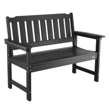 50.5-Inch Outdoor Bench 800 lbs Capacity Weatherproof Plastic Frame with Backrest and Armrests – Ideal for Patio Garden Yard Black