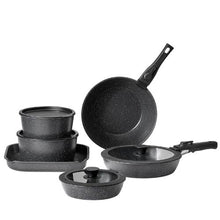 17 Piece Granite Nonstick Cookware Set Induction Cookwares and Cooking Sets for Kitchen (Black)