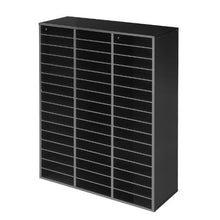 Wood Literature Organizer 48 Compartments Adjustable Shelves Countertop File Sorter (Black)