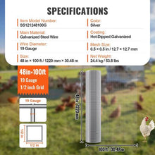 48 Inch x 100 Ft Chicken Wire Fencing wire and  19 Gauge Galvanized Wire Mesh Roll SS121248100G