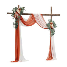 21' Ft Burnt Orange Wedding Arch Draping Fabric Reception Backdrop Wedding Decoration Artificial Wedding Arch Flowers Kit XH-HQ04 (Pack of 4)