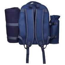 2 Person Picnic Backpack Insulated Cooler Compartment wid Bottle/Wine Holder for Hiking Camping Navy Blue