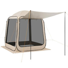 6 x 6 ft Pop-Up Screen Tent with Awning, 4–6 Person Screened Canopy Shelter with Netting Sides & Carry Bag – (Beige)