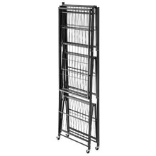 4-Tier Foldable Storage Shelf with Wheels & Hooks (Black)
