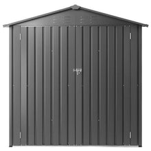 6 x 4 FT Metal Garden Shed Outdoor Storage Shed Lockable Doors 4 Louver Vents Peak Roof (Gray)