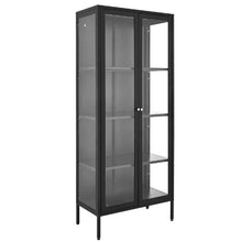 66-Inch Lighted Display Cabinet with Glass Door 4-Tier Curio Cabinet with Adjustable Shelves