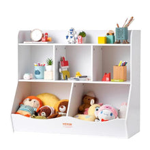 5-Cubby Wood Kid Storage Cubby with Bookshelf Toy Storage Organizer for Kids Room (White)