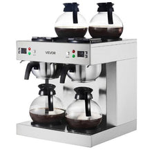 Commercial Drip Coffee Maker 24 Cups 4 Carafes Dual-Head Brewer Stainless Steel for Restaurant & Office