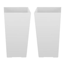 22" Tall Planters Large White Tapered Outdoor Flower Pots with Casters Inner Pots & Drainage (Set of 2)