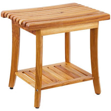 20-Inch Teak Shower Stool Waterproof with Storage Shelf 400 LB Capacity