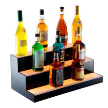 24" 3-Step Lighted Liquor Bottle Display Bar Shelf RF & App Control 24" 3-Step