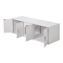 57.9-Inch Cat Litter Box Enclosure for 2 Cats Hidden Double-Room Wooden Cabinet Fits Most Litter Boxes (White)
