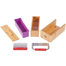 Soap Making Kit Bamboo Cutter Box Silicone Mold Straight & Wavy Cutters 100 Bags & 105 Stickers