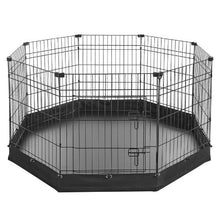 Dog Playpen 30" 8-Panel Foldable Metal Fence with Door & Pad (Black)