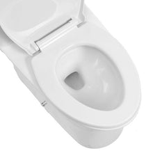 One-Piece Toilet Elongated Toilet Vortex Dual-Flush 1.0/1.28 GPF with Comfortable Chair Seat for Bathroom (White + Silver)