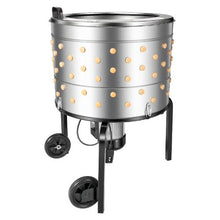Electric Chicken Plucker Machine 25.6" Drum 1200W 275RPM 158 Soft Fingers Stainless Steel for Processing 4 Chicks with Transport Wheels