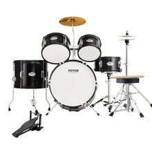 Kids 5-Piece 16″ Beginner Drum Set with Throne, Cymbals & Pedal (Black)