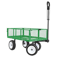 900 LBS Steel Garden Cart Heavy-Duty Wagon with 10" Tires, Detachable Panels & Adjustable Handle