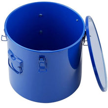 10-Gal Fryer Grease Bucket Carbon Steel with Rust-Proof Coating Lid Lock Clips Filter Bag – (Blue)
