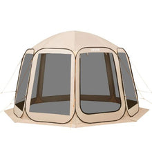 12 x 11 ft Pop-Up Screen Tent 10–12 Person Screened Canopy Shelter with Netting Sides Stakes & Carry Bag – (Beige)
