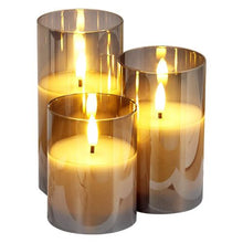 3-Pack Flameless LED Candles Real Wax with Remote Timer & Flickering Light (Gray)