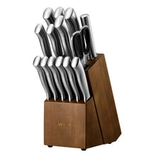 15-Piece Kitchen Knife Set with Block & Sharpener German High Carbon Stainless Steel Cutlery