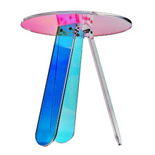 Round Iridescent Acrylic Side Table Rainbow End Table for Living Room Bedroom & Study