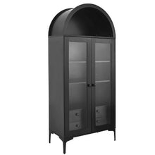 70-Inch Arched Display Cabinet with Glass Doors 4-Tier Curio Cabinet with Adjustable Shelves