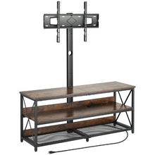 48 In TV Stand with Mount for Up to 75 In TVs Adjustable Height TV Console 3-Tier Storage with Power Outlet (Brown)