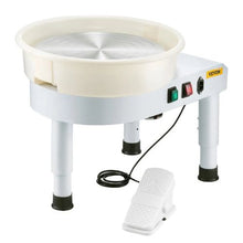 Pottery Wheel 14" Ceramic Forming Machine 60–300 RPM Foot Pedal Detachable Basin (White)