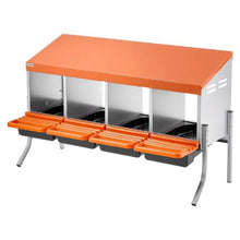 4-Compartment Chicken Nesting Box Roll-Away Egg Laying Box with Legs Steel & Plastic for Hens (Orange)
