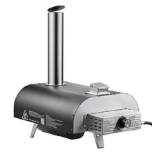 Dual Fuel Outdoor Pizza Oven 12" Wood & Propane Gas Electric Rotation Thermometer (Black)