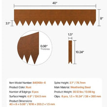40 x 8 Inch Rust-Resistant Garden Edging Border Steel Landscape Edging B40X8in-6 (Pack of 6)