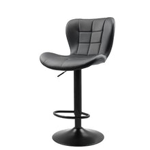 Modern PU Leather Bar Stool Set with Back and Footrest Height Adjustable for Kitchen Dining Room (Black)