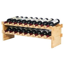 18 Bottle Wine Rack with 2-Tier Solid Bamboo Wood Storage Racks for Kitchen Bar and Cellar (Natural Color)