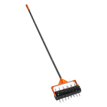15-Inch Rolling Lawn Aerator 42-Spike Push Roller with 60-Inch Handle Fillable Drum