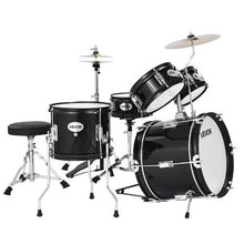 Kids 5-Piece Junior Drum Set, 14″ Beginner Kit with Throne & Cymbal (Black)
