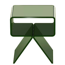 Green Acrylic Nightstand Clear Side Table with Storage Shelf 11.8 x 15.4 x 17-Inc No Assembly