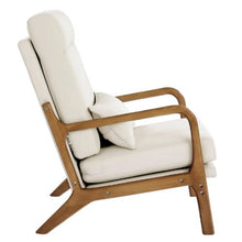 High Back Mid Century Modern Accent Chair with Solid Wood Frame for Living Room