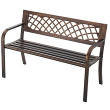 46-Inch Outdoor Bench Carbon Steel Frame with PVC Mesh Backrest – Weatherproof for Patio Garden Park Yard Front Porch Antique Bronze