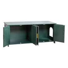 47.2-Inch Cat Litter Box Enclosure Hidden Cabinet with 4 Rattan Doors & 2 Entries Kitty House Furniture Fits Most Litter Boxes (Green)