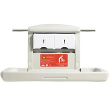 Baby Changing Station Wall Mounted Foldable Horizontal Diaper Table with Safety Straps Hanging Rod & Storage for Daycare & Public Bathrooms