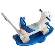 4-in-1 Rocking Horse for Toddlers Ride-on Toy with Balance Board & Wheels (Blue)