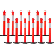 48" Traffic Delineator Posts with Weighted Base & Reflective Strips for Construction Site & Parking Lot Safety