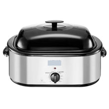24QT Electric Roaster Oven 3-Bin Buffet Server Self-Basting Lid Defrost & Warm Functions