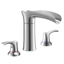 Roman Tub Faucet 3-Hole Waterfall Bathtub Faucet Set 2 Handles Deck Mount Hot & Cold Silver